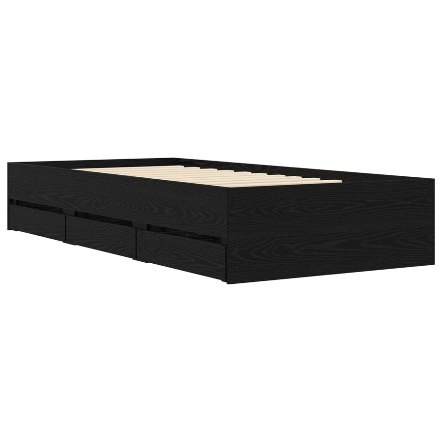 Bedframe met opslag Zwart eiken 80 x 200 cm Bewerkt hout