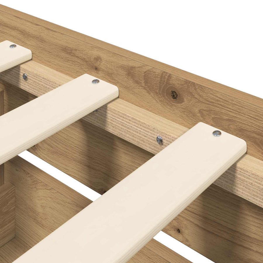 Bedframe met opslag Artisanaal eiken 80 x 200 cm Bewerkt hout