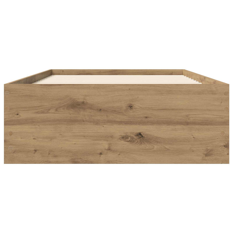 Bedframe met opslag Artisanaal eiken 80 x 200 cm Bewerkt hout