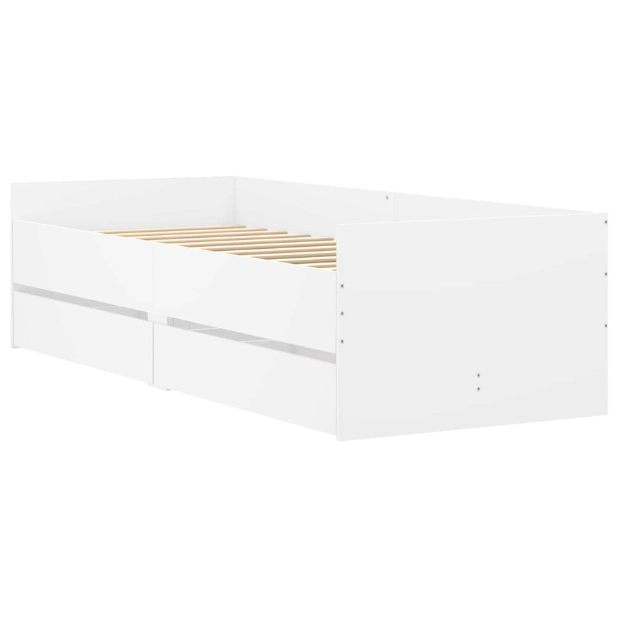 Bedframe met lade met opslag Wit Massief grenenhout