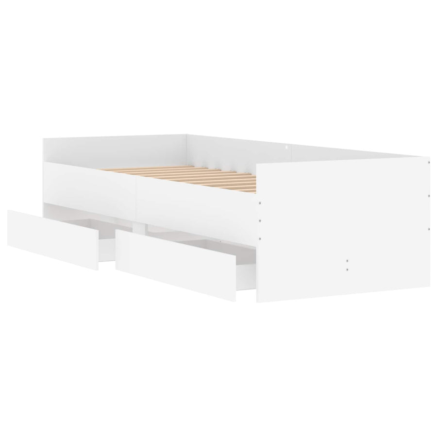 Bedframe met lade met opslag Wit Massief grenenhout