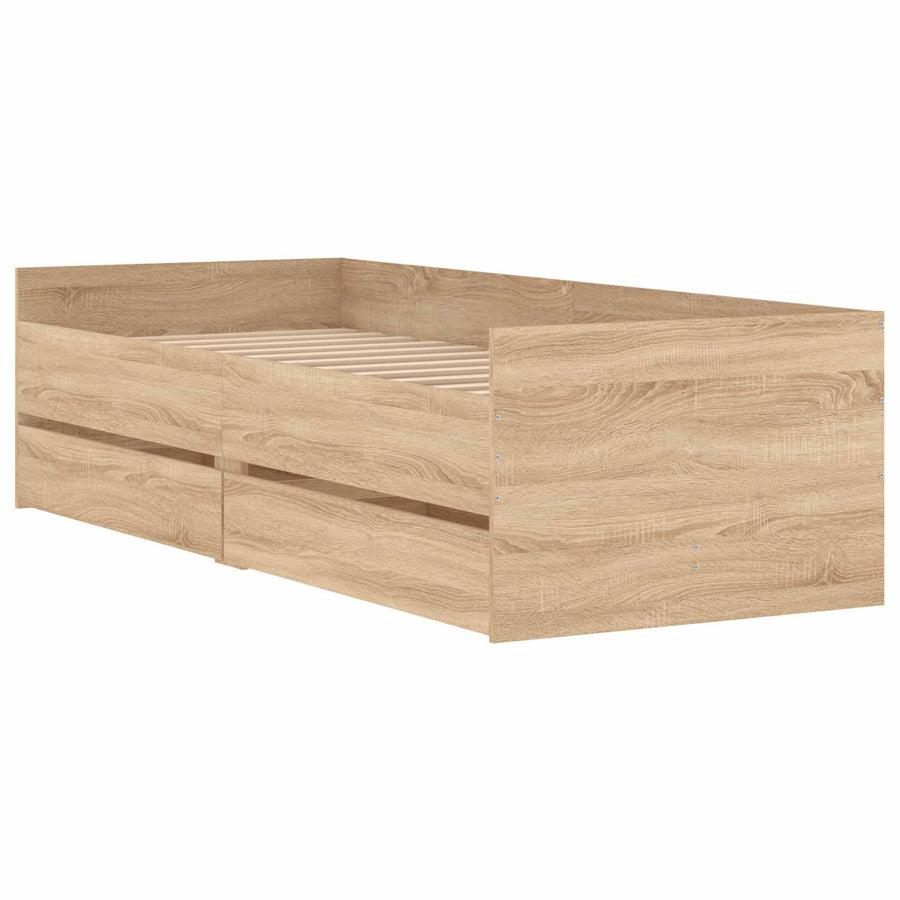 Bedframe met lade met opslag Sonoma Eiken Massief grenenhout