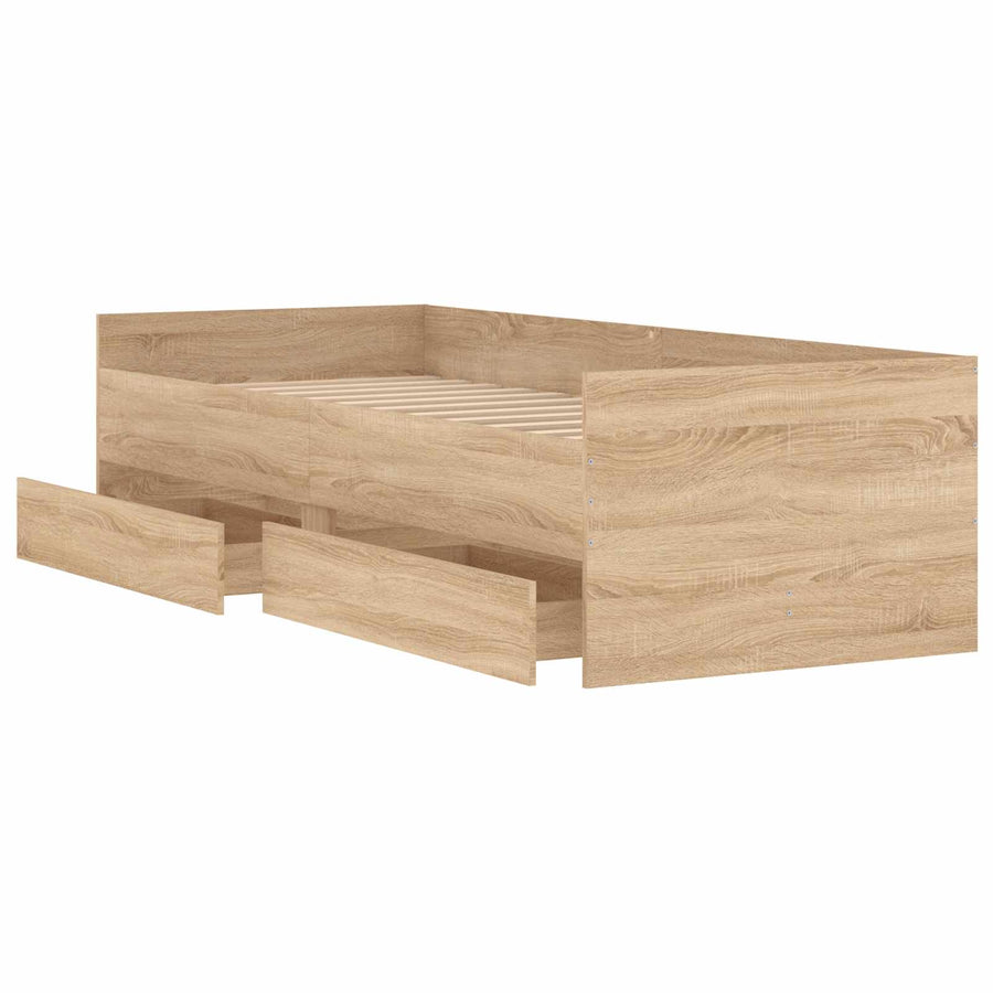 Bedframe met lade met opslag Sonoma Eiken Massief grenenhout