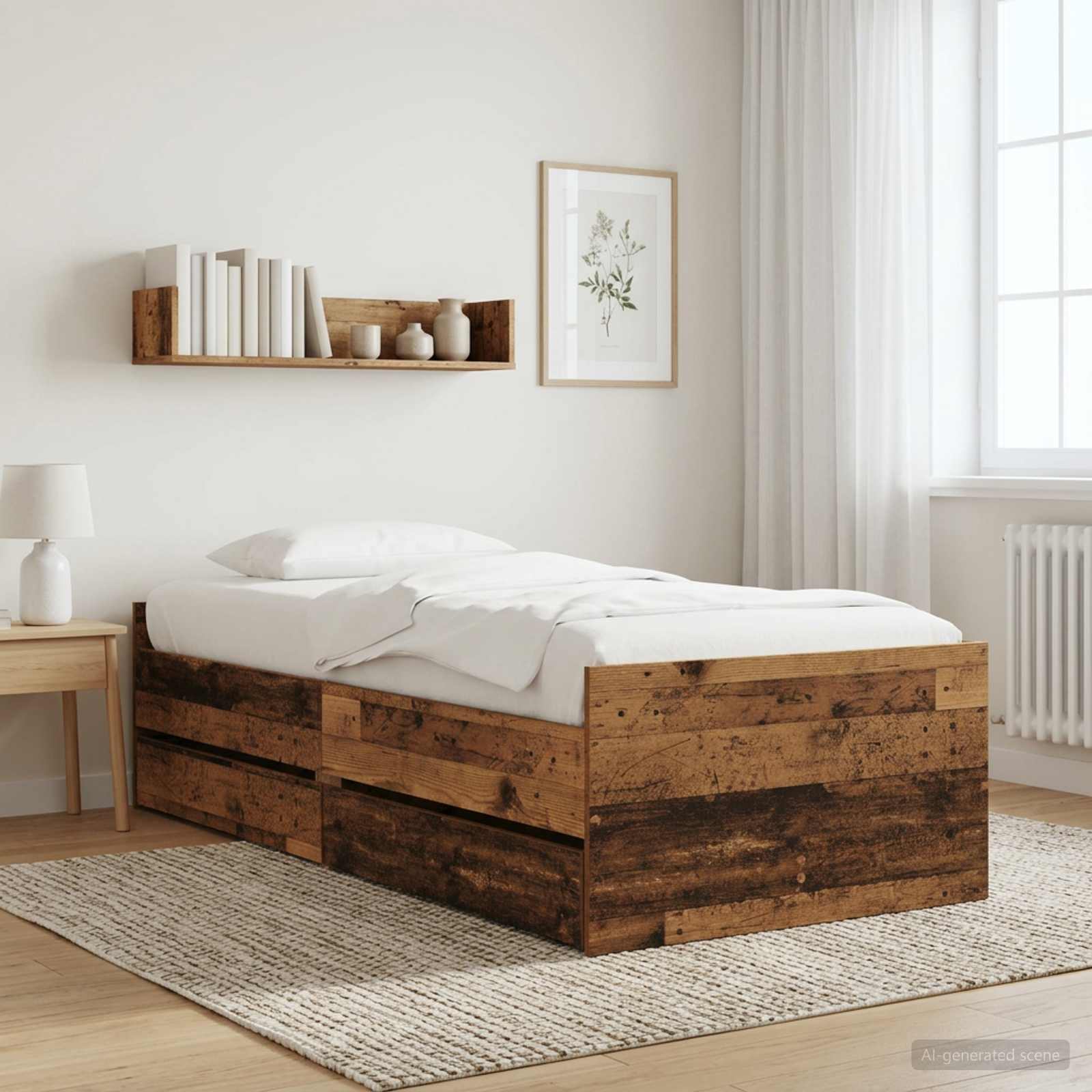 Bedframe met lade met opslag Oud hout Massief grenenhout