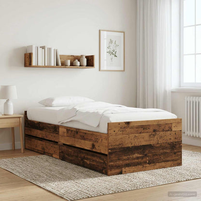 Bedframe met lade met opslag Oud hout Massief grenenhout