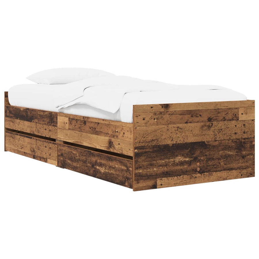 Bedframe met lade met opslag Oud hout Massief grenenhout
