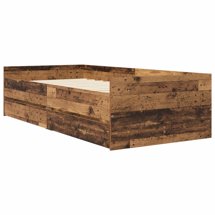 Bedframe met lade met opslag Oud hout Massief grenenhout