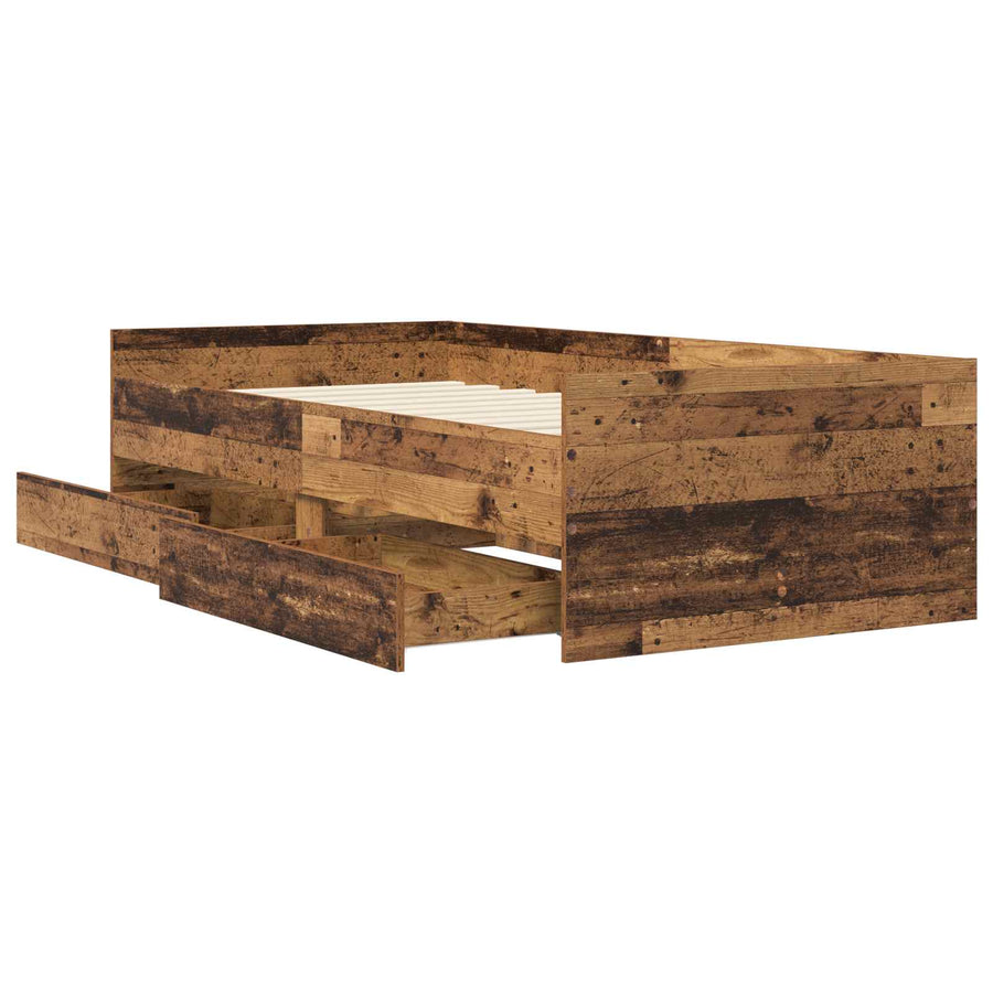 Bedframe met lade met opslag Oud hout Massief grenenhout