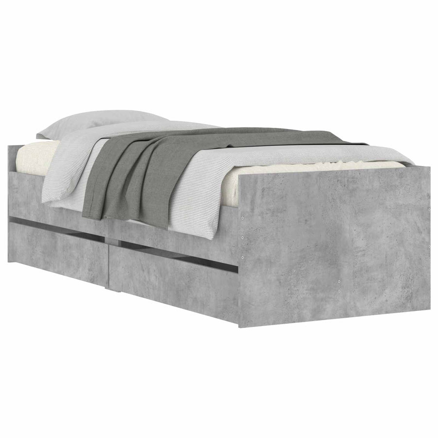 Bedframe met lade met opslag Grijs Sonoma Massief grenenhout