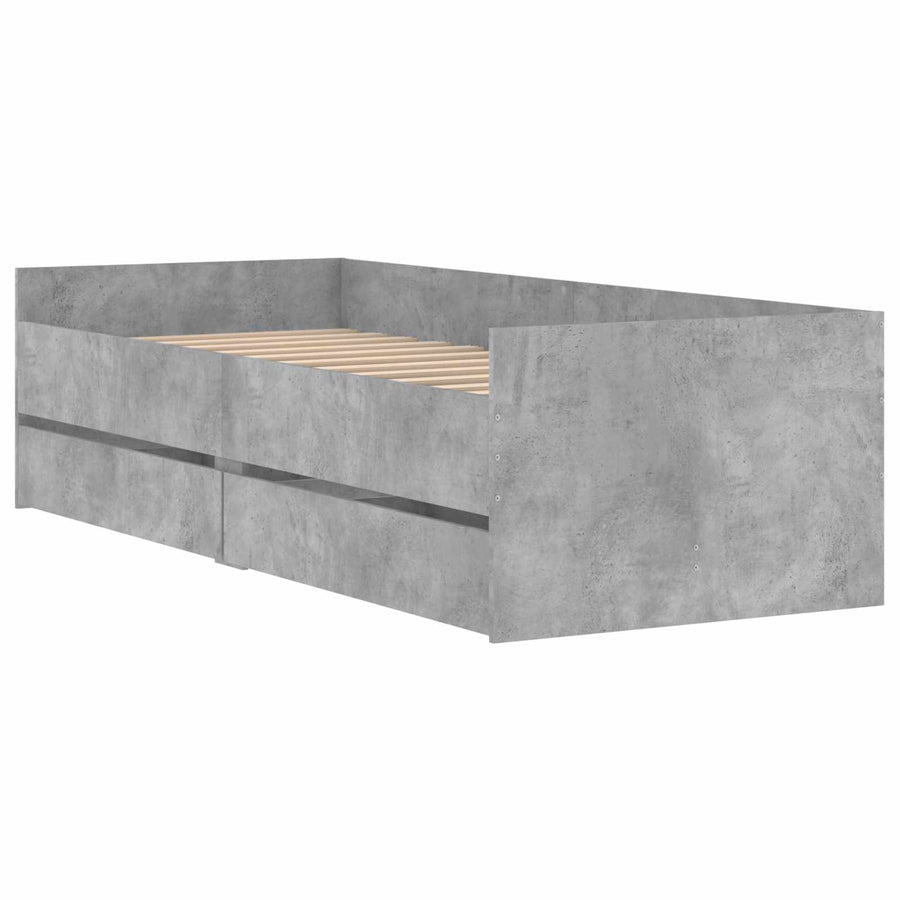 Bedframe met lade met opslag Grijs Sonoma Massief grenenhout