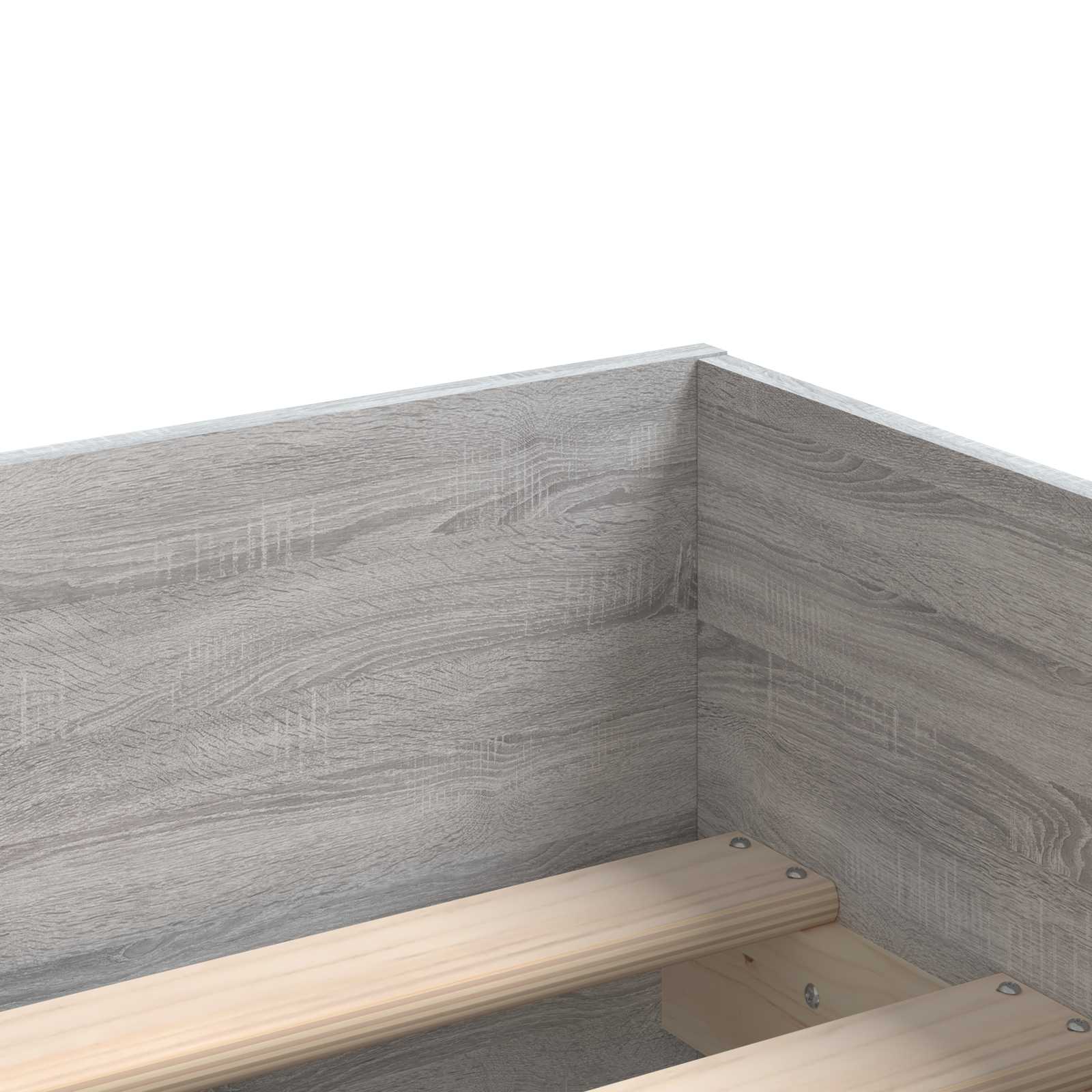 Bedframe met lade met opslag Betongrijs Massief grenenhout