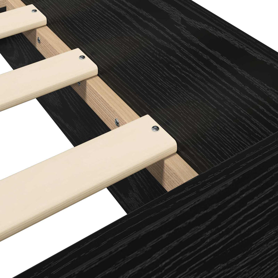 Bedframe met lade met opslag Zwart eiken Massief grenenhout