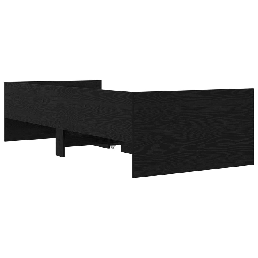 Bedframe met lade met opslag Zwart eiken Massief grenenhout
