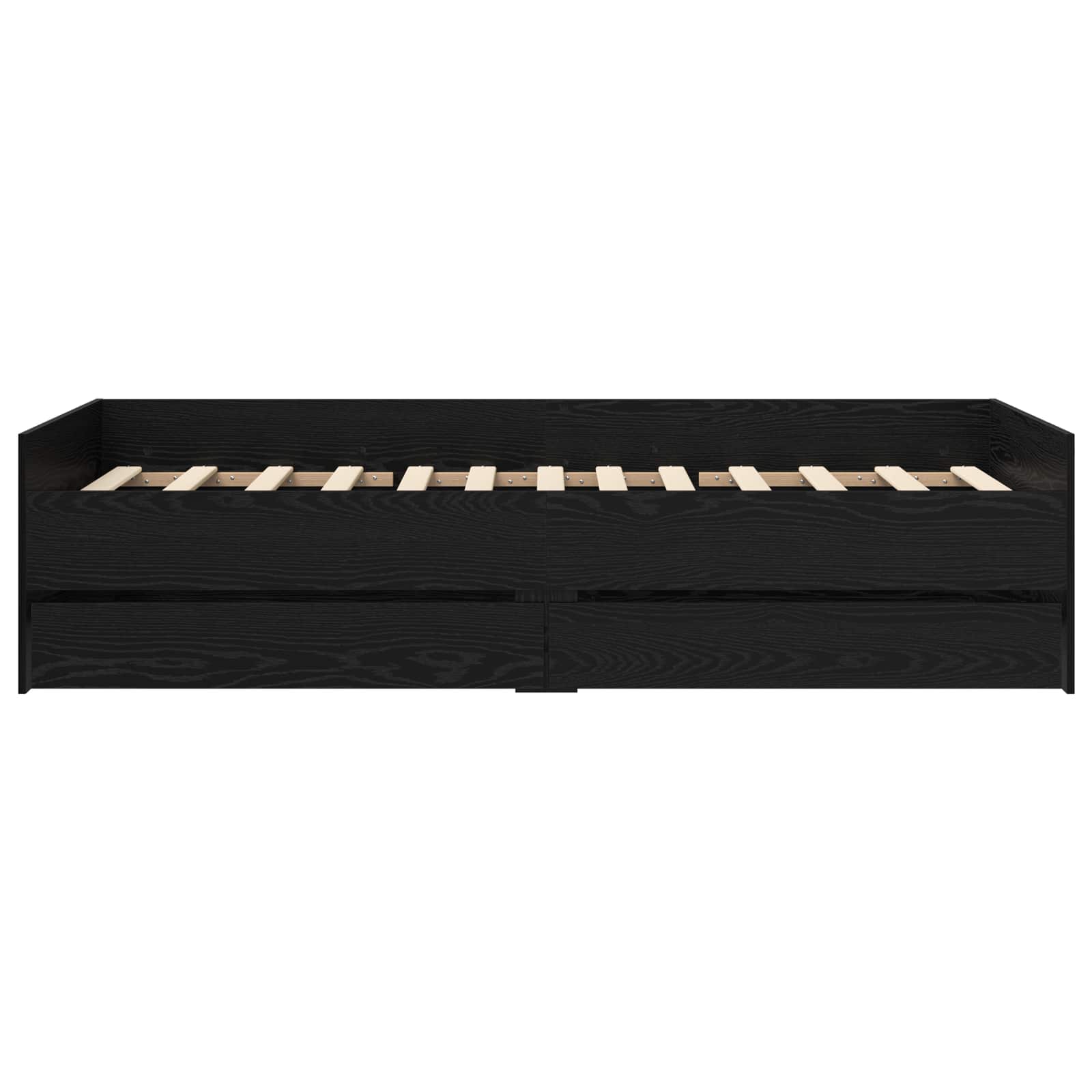 Bedframe met lade met opslag Zwart eiken Massief grenenhout