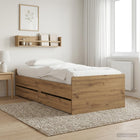 Bedframe met lade Artisanaal eiken Massief grenenhout