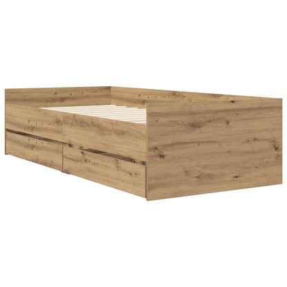 Bedframe met lade Artisanaal eiken Massief grenenhout