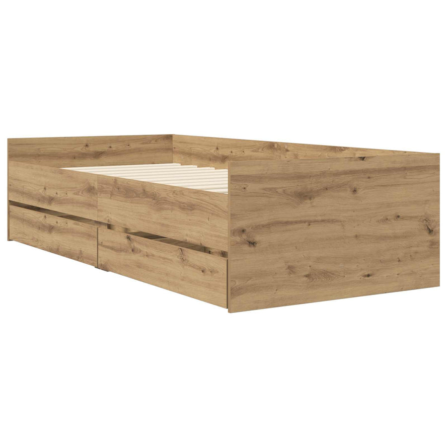 Bedframe met lade Artisanaal eiken Massief grenenhout