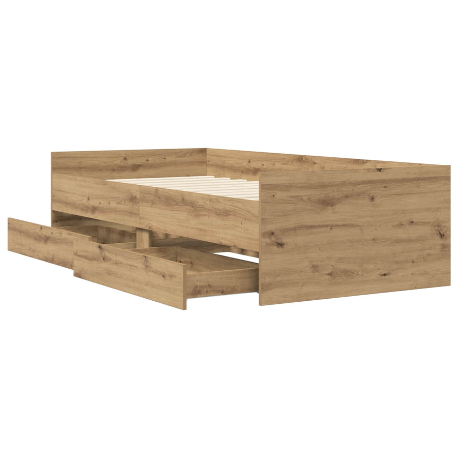 Bedframe met lade Artisanaal eiken Massief grenenhout