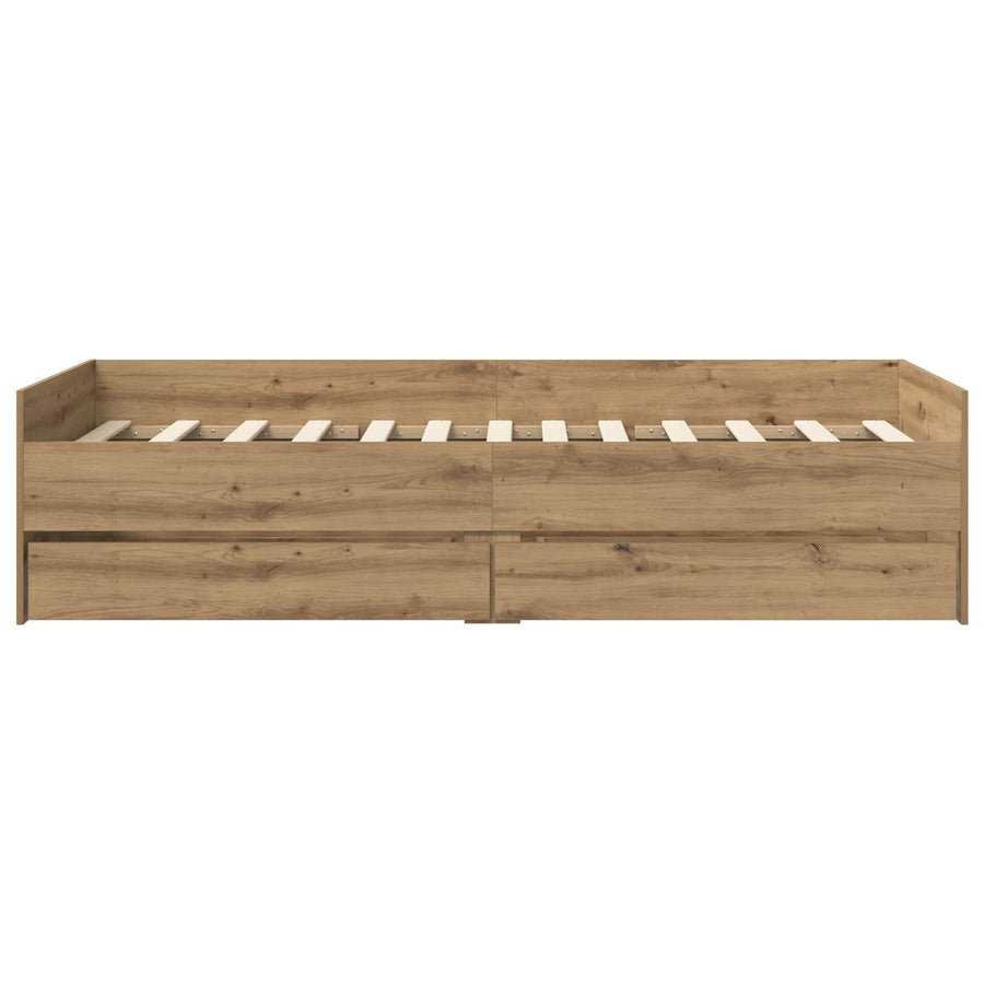 Bedframe met lade Artisanaal eiken Massief grenenhout
