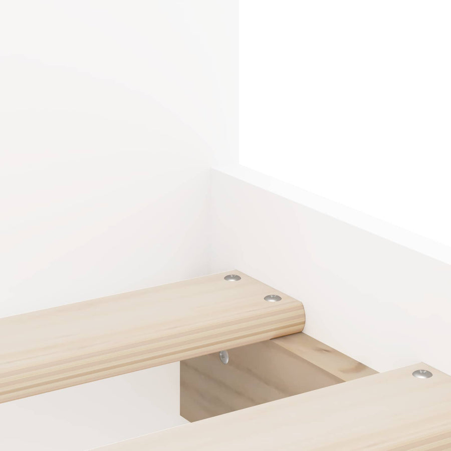 Bedframe Wit Bewerkt hout