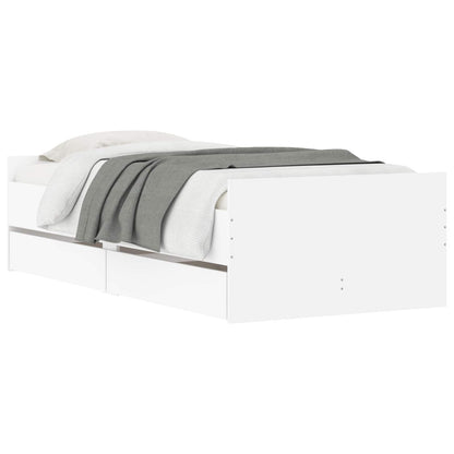 Bedframe Wit Bewerkt hout