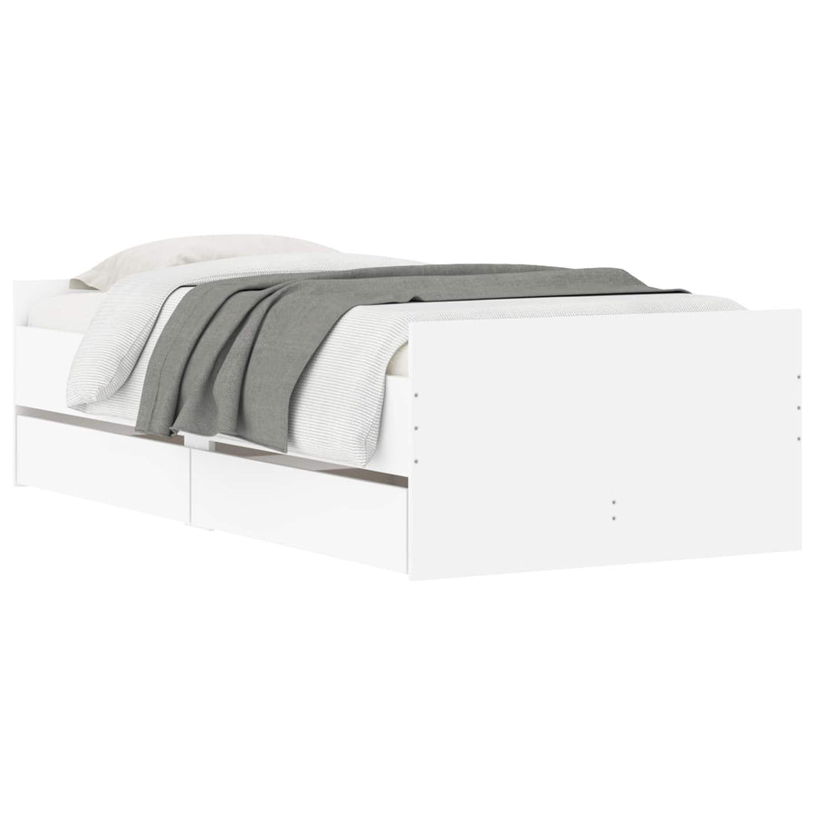 Bedframe Wit Bewerkt hout