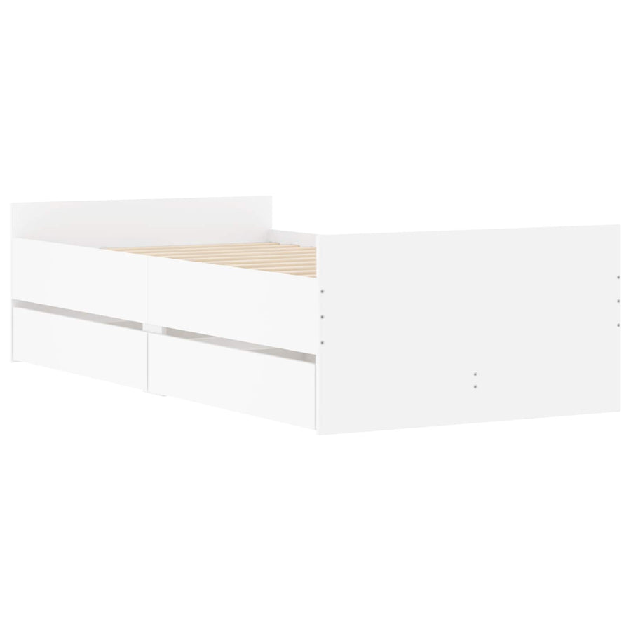Bedframe Wit Bewerkt hout