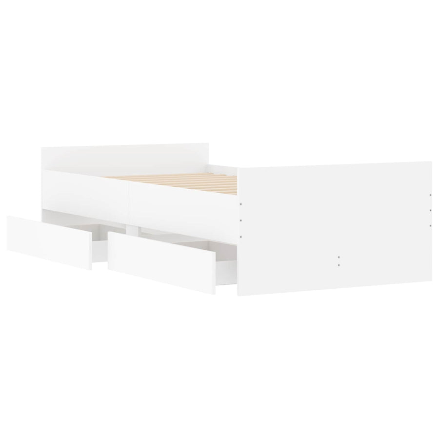 Bedframe Wit Bewerkt hout