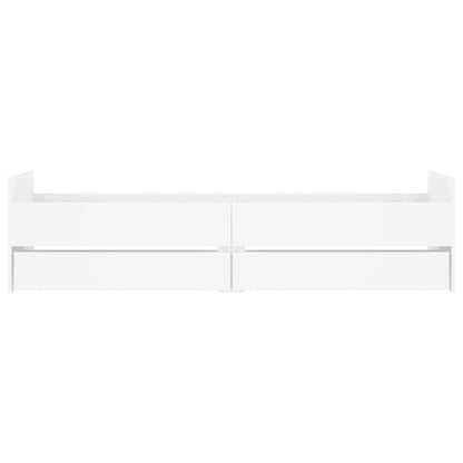 Bedframe Wit Bewerkt hout