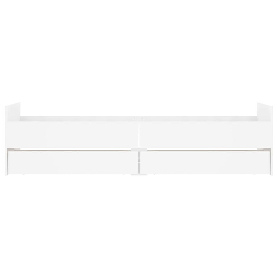 Bedframe Wit Bewerkt hout