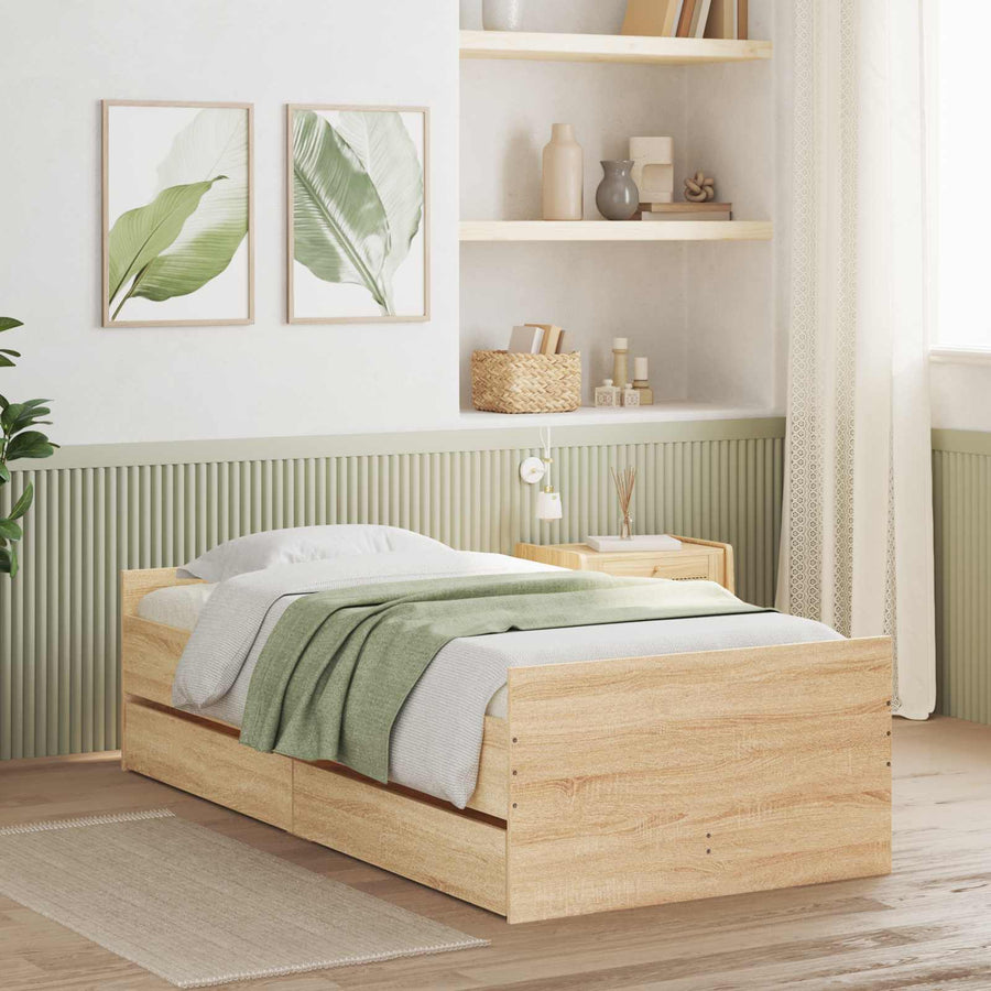 Bedframe Sonoma Eiken Bewerkt hout