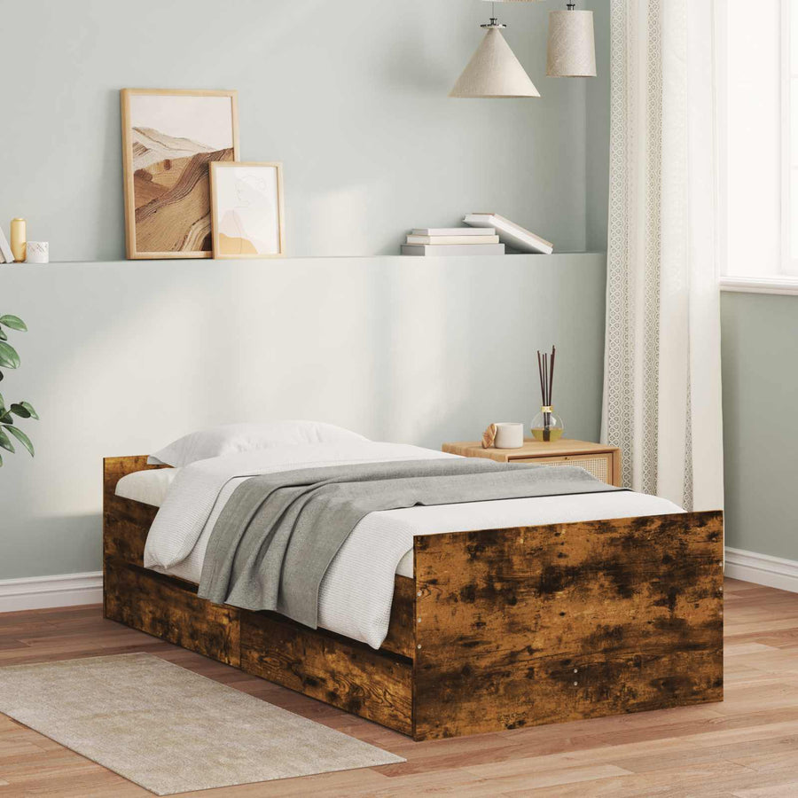 Bedframe Gerookt eiken Bewerkt hout