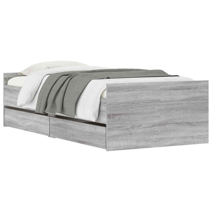 Bedframe Betongrijs Bewerkt hout