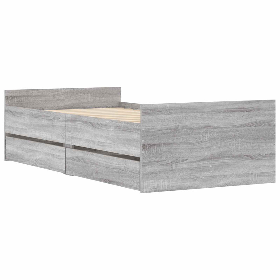 Bedframe Betongrijs Bewerkt hout