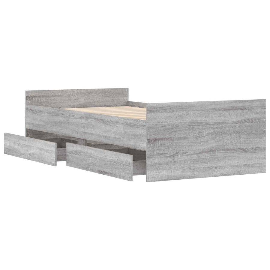 Bedframe Betongrijs Bewerkt hout
