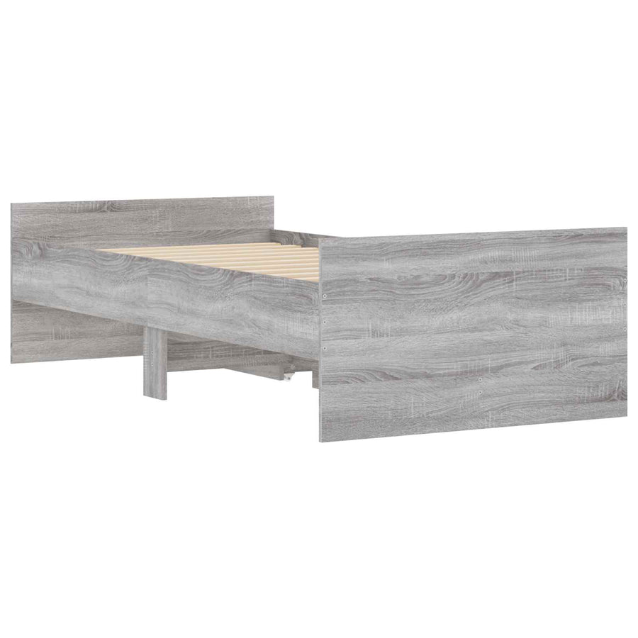 Bedframe Betongrijs Bewerkt hout