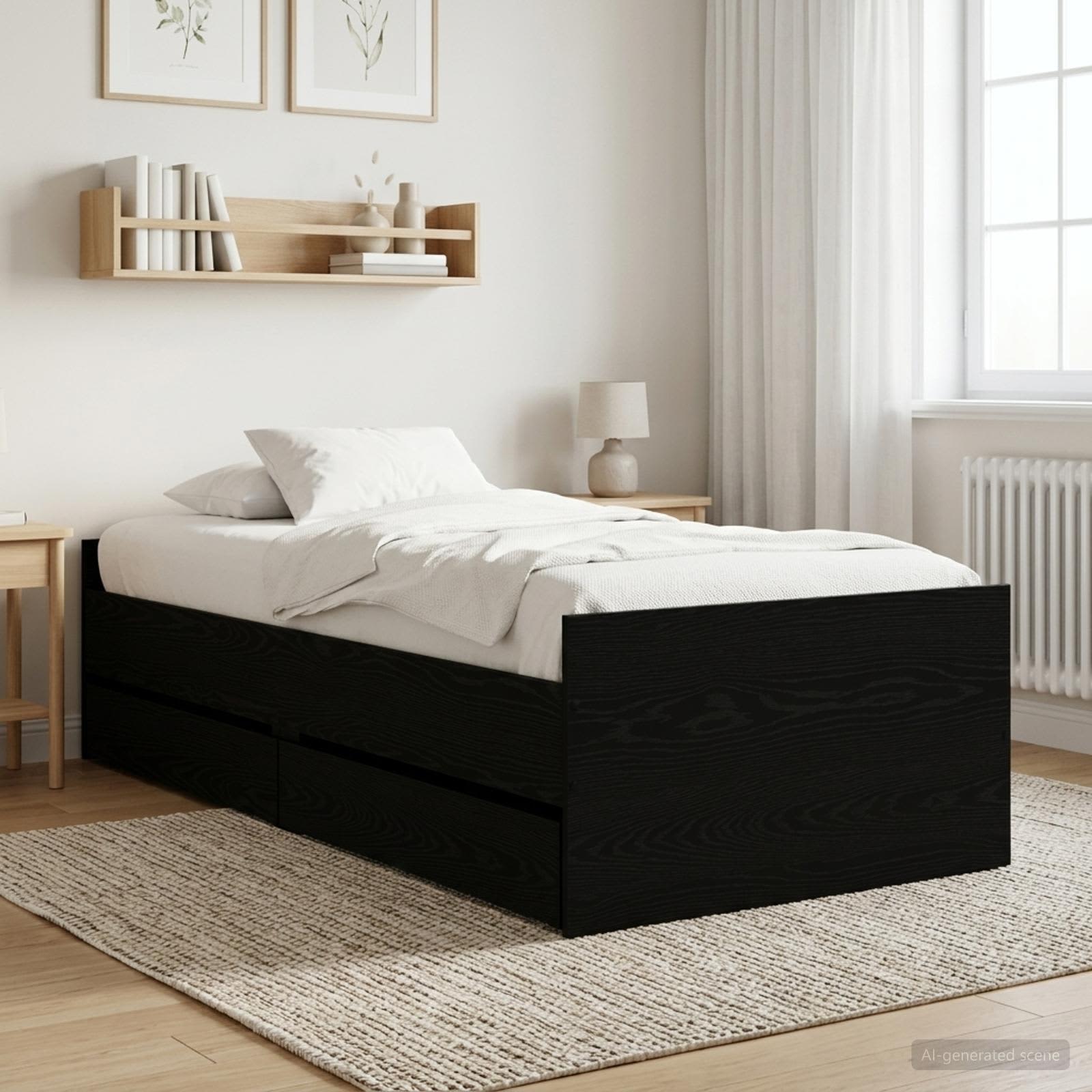 Bedframe Zwart eiken Bewerkt hout