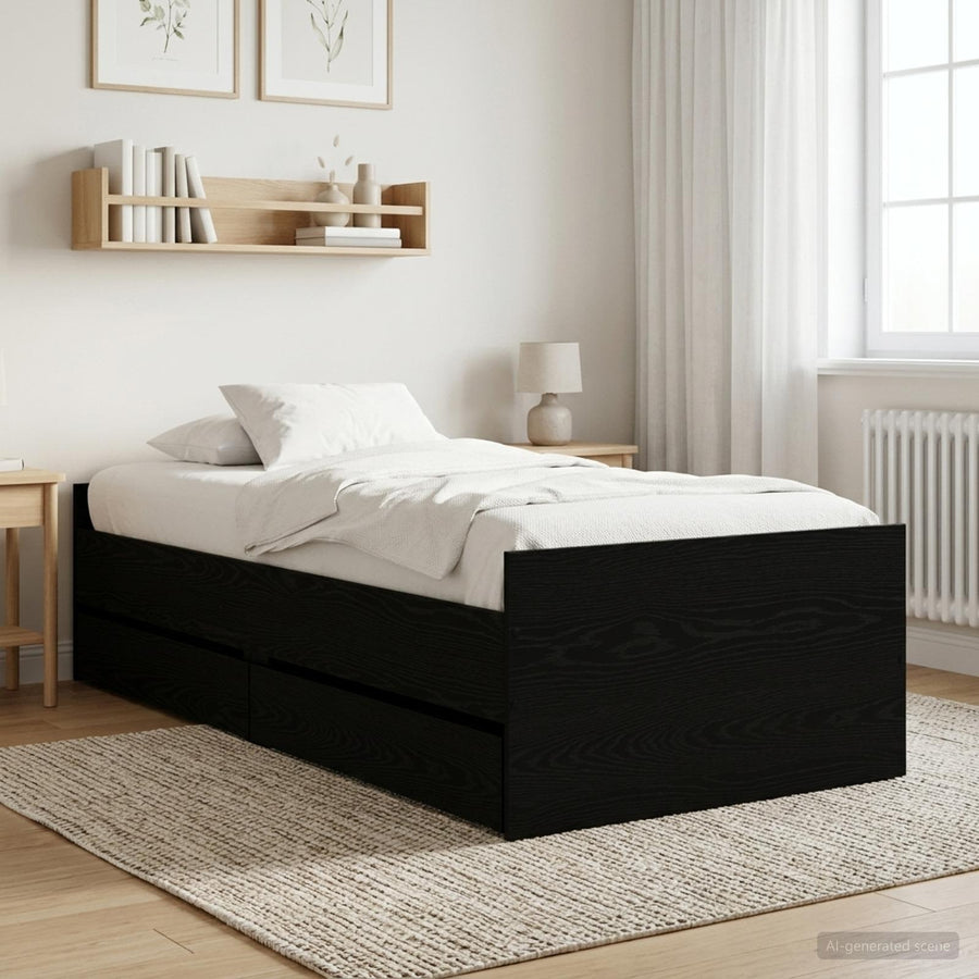 Bedframe Zwart eiken Bewerkt hout