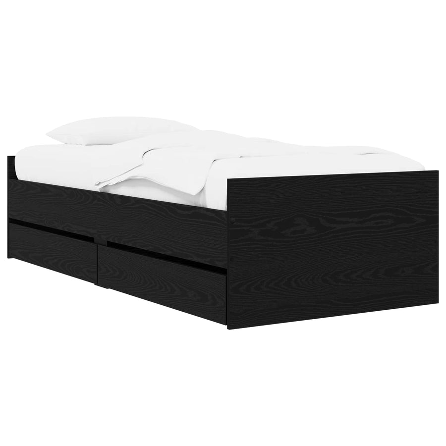 Bedframe Zwart eiken Bewerkt hout