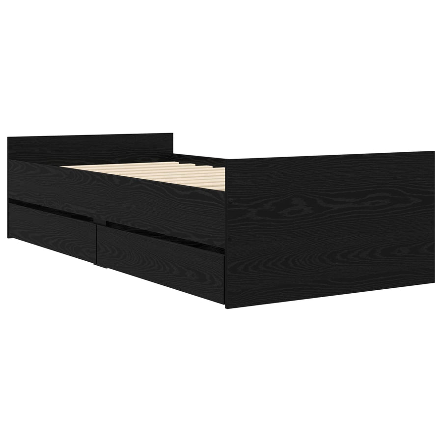 Bedframe Zwart eiken Bewerkt hout