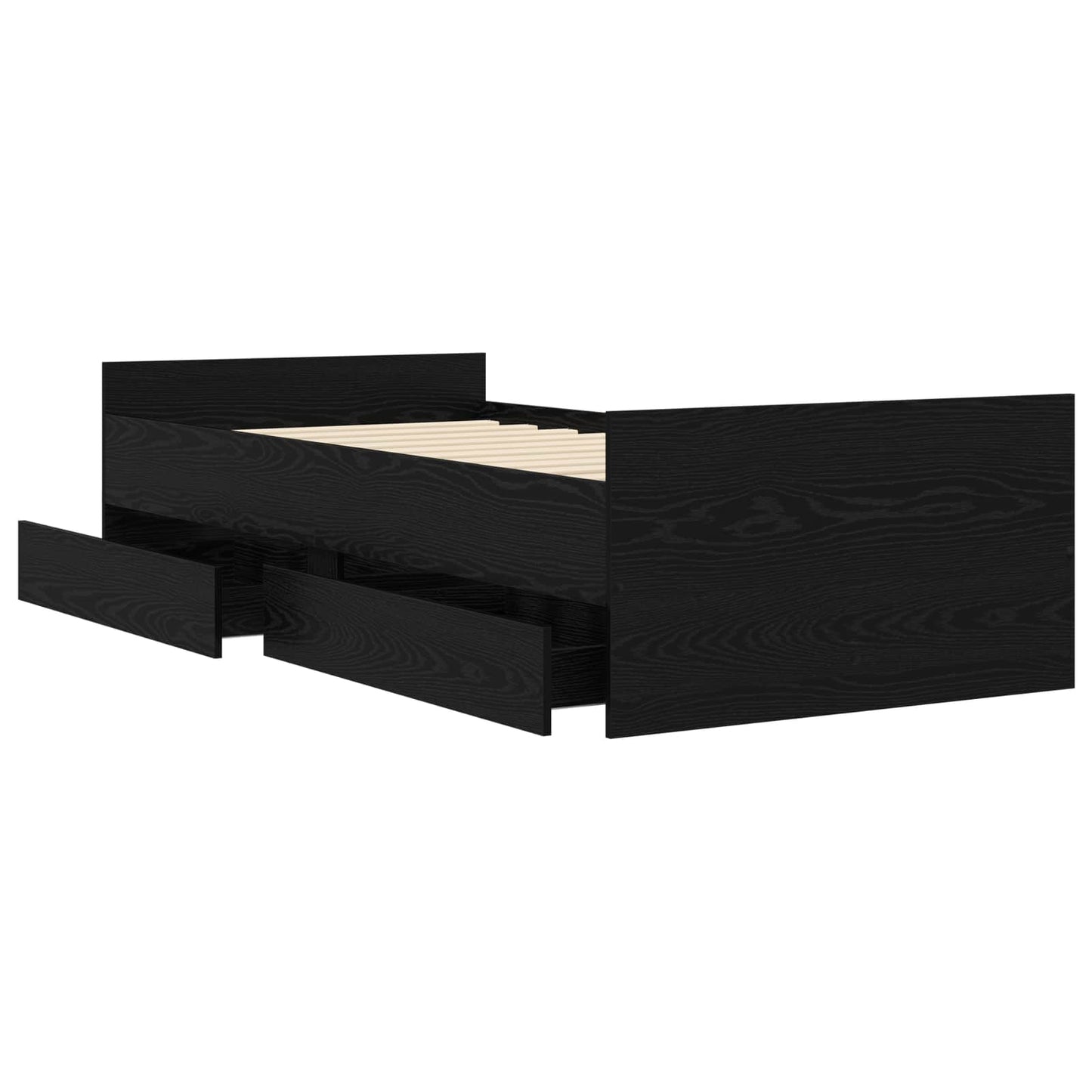 Bedframe Zwart eiken Bewerkt hout