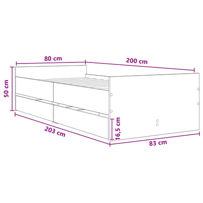 Bedframe Zwart eiken Bewerkt hout