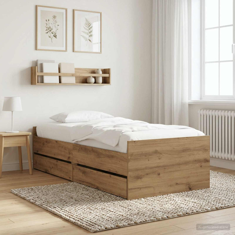 Bedframe Artisanaal eiken Bewerkt hout