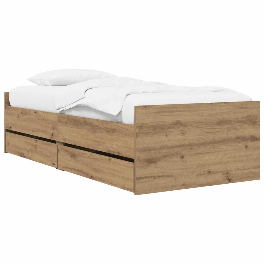 Bedframe Artisanaal eiken Bewerkt hout
