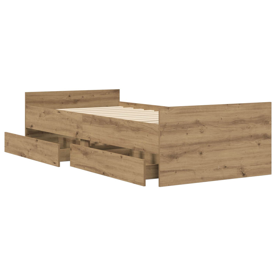 Bedframe Artisanaal eiken Bewerkt hout