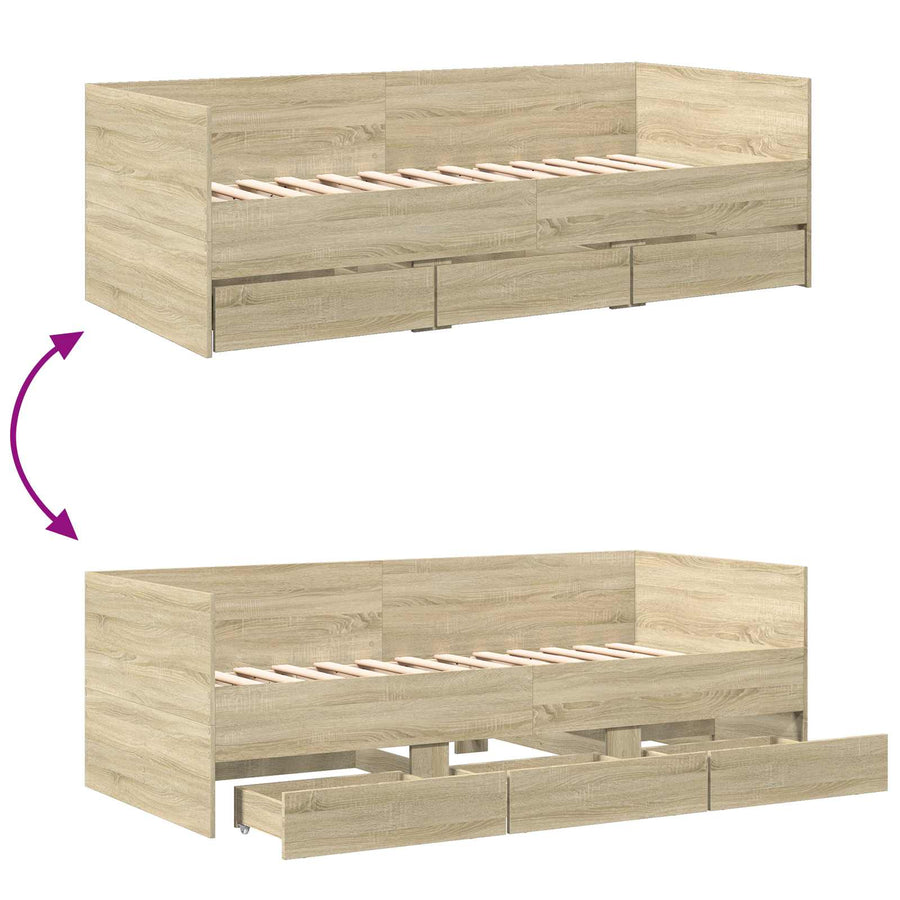 Dagbed met lade met hoofdeinde Sonoma Eiken Bewerkt hout