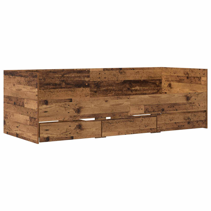 Dagbed met lade met hoofdeinde met opslag Oud hout Bewerkt hout