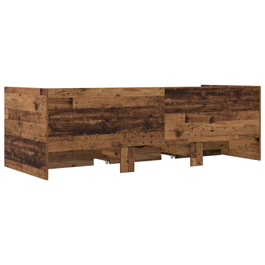 Dagbed met lade met hoofdeinde met opslag Oud hout Bewerkt hout