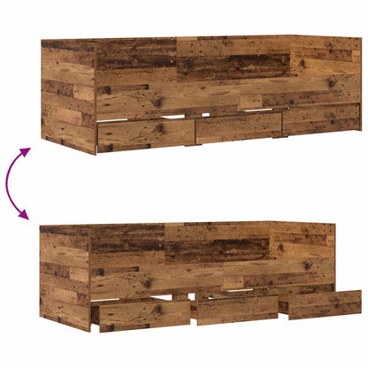 Dagbed met lade met hoofdeinde met opslag Oud hout Bewerkt hout