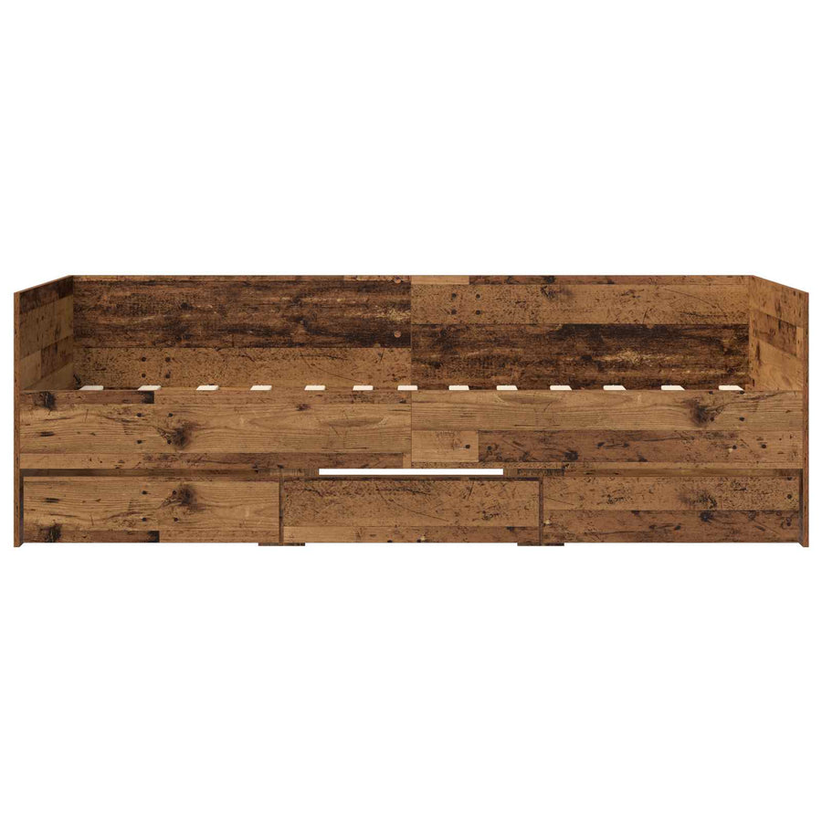 Dagbed met lade met hoofdeinde met opslag Oud hout Bewerkt hout